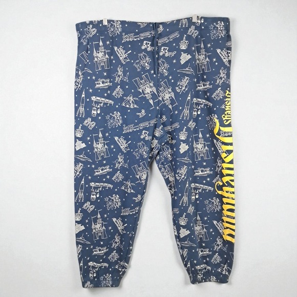 Disney Other - Disney 100 Era Sweatpants Trousers Men's 3XL Spellout‎ All Over Print Puff Blue